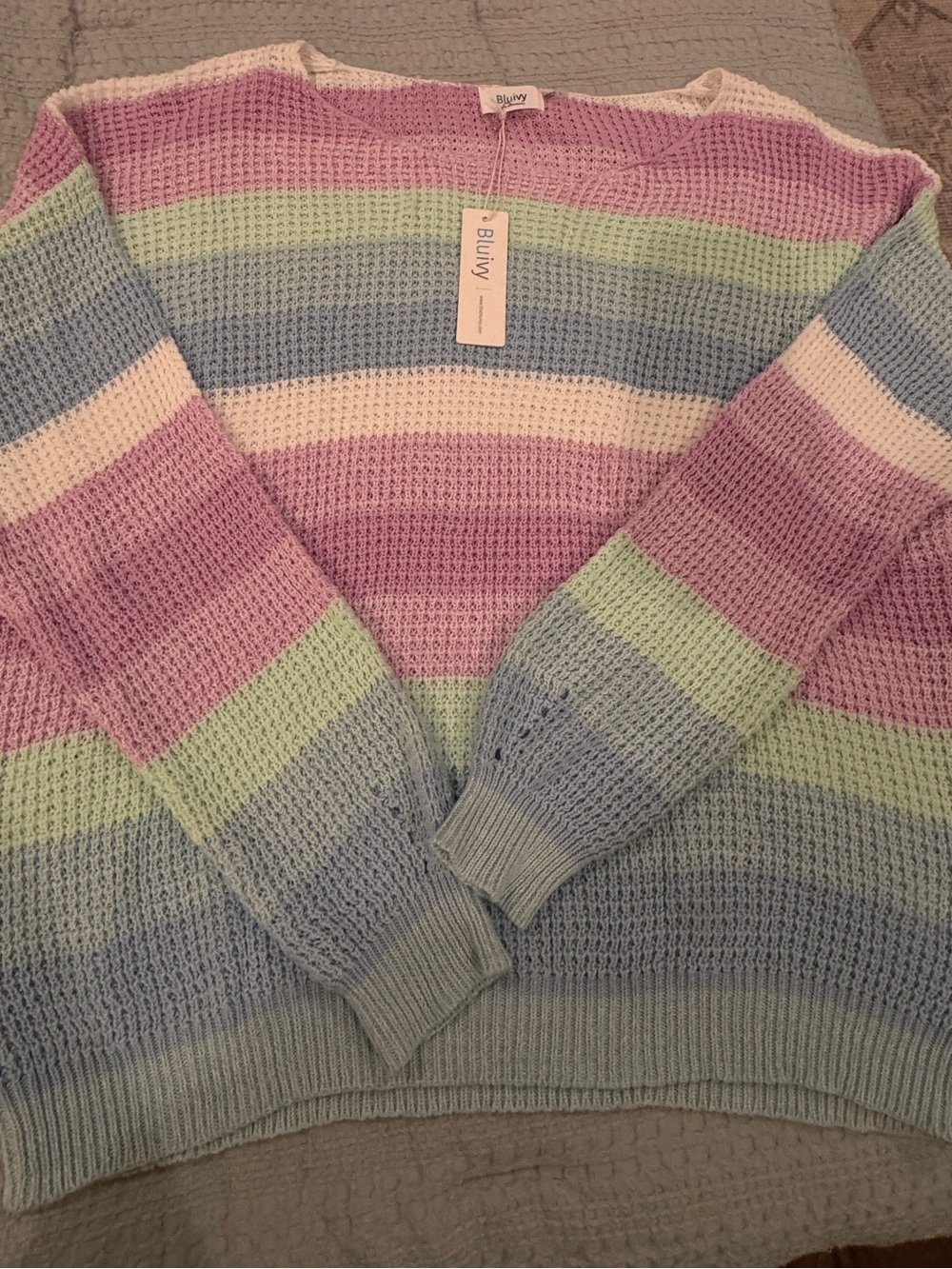 Bluivy Pastel Stripe Crewneck Sweater - Pink, Lavender, Mint, Baby Blue